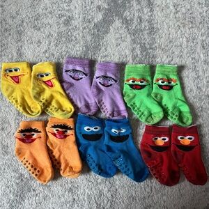 Sesame Street Kids Socks - Yellow, Purple, Green, Orange, Blue, Red - 12 months